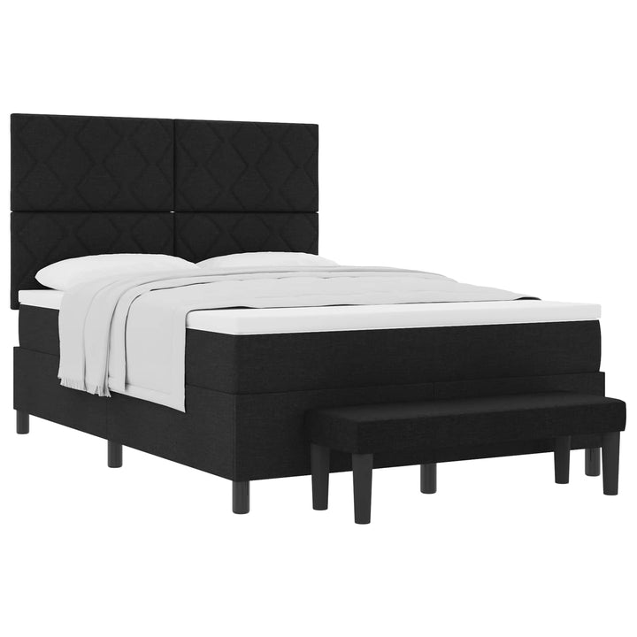 Box spring seng med hovedgærde Sort 140 x 190 cm Stof