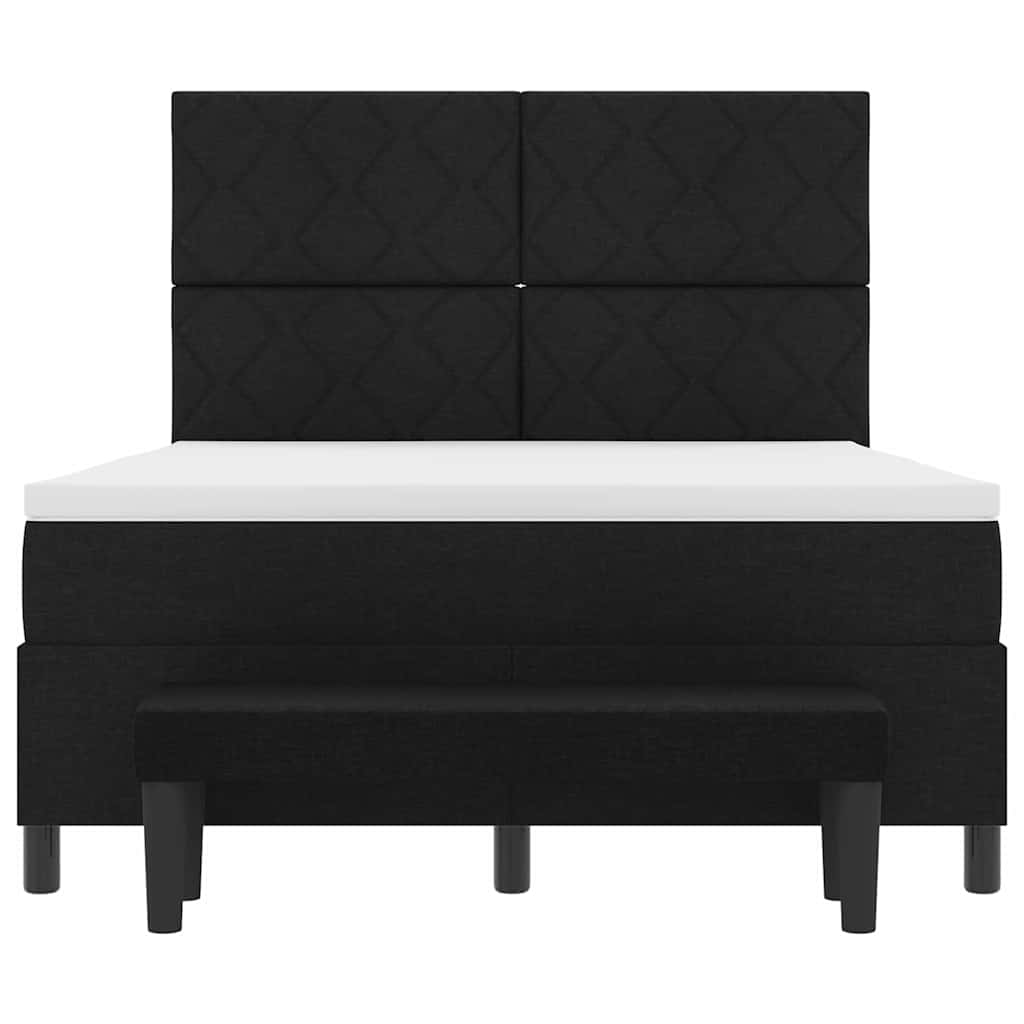 Box spring seng med hovedgærde Sort 140 x 190 cm Stof