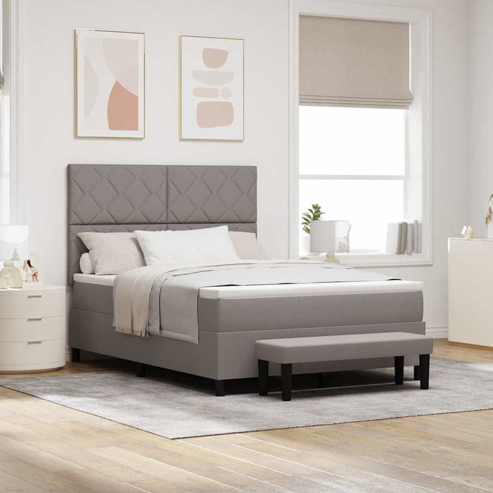 Box spring seng med hovedgærde Gråbrun 140 x 190 cm Stof