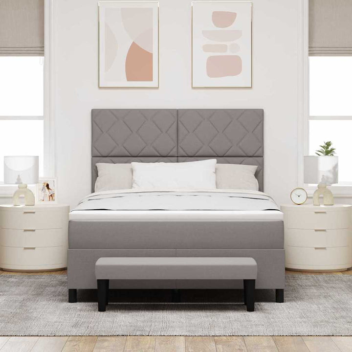 Box spring seng med hovedgærde Gråbrun 140 x 190 cm Stof