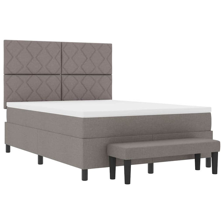 Box spring seng med hovedgærde Gråbrun 140 x 190 cm Stof