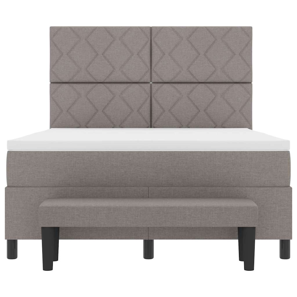 Box spring seng med hovedgærde Gråbrun 140 x 190 cm Stof