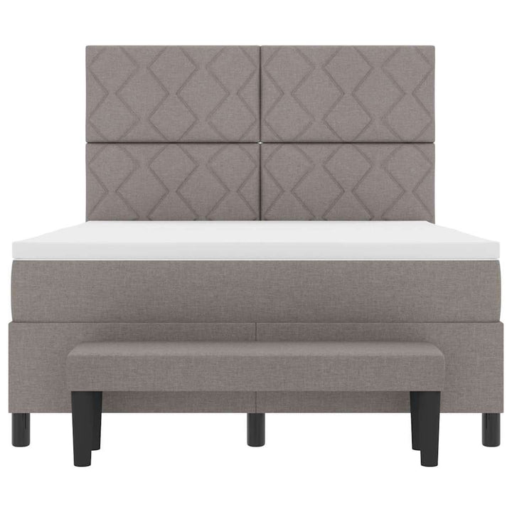 Box spring seng med hovedgærde Gråbrun 140 x 190 cm Stof