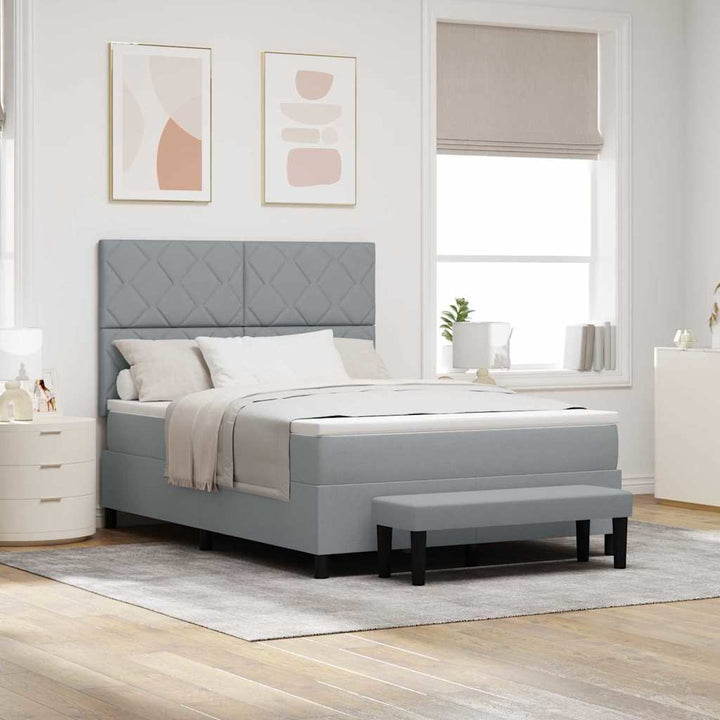 Box spring seng med hovedgærde Lysegrå 140 x 200 cm Stof