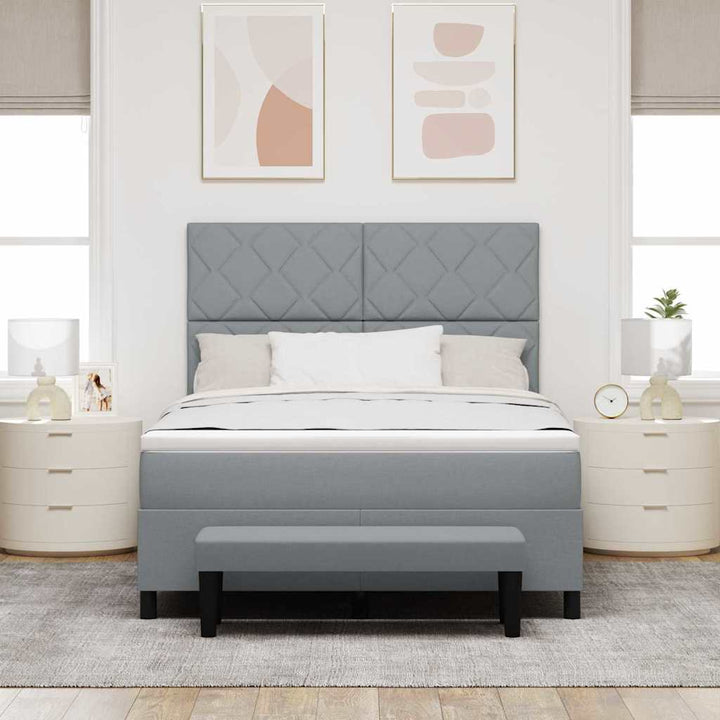 Box spring seng med hovedgærde Lysegrå 140 x 200 cm Stof