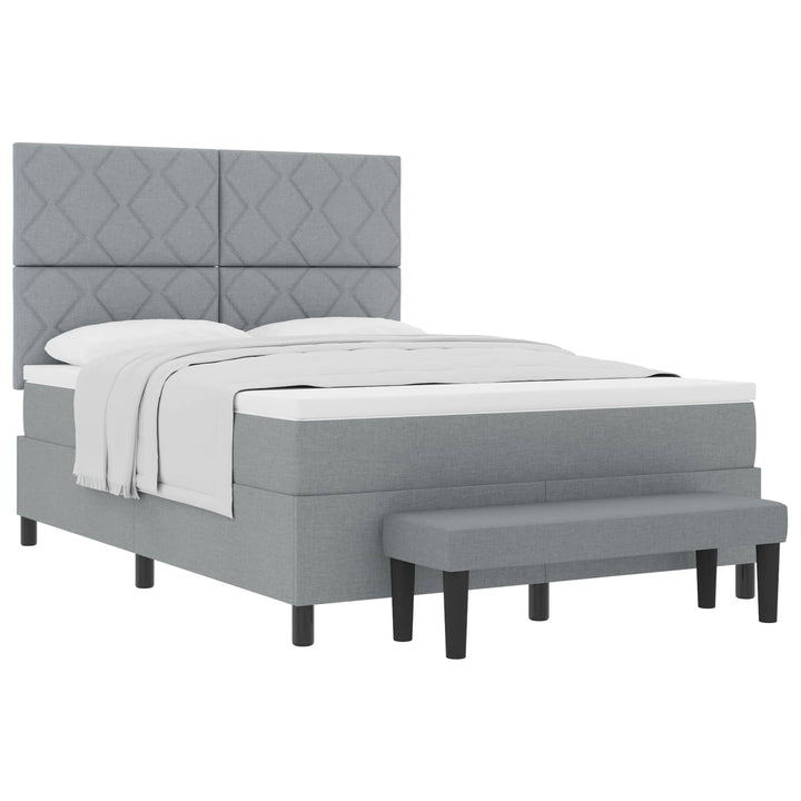Box spring seng med hovedgærde Lysegrå 140 x 200 cm Stof