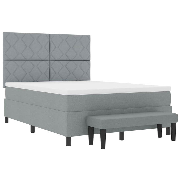 Box spring seng med hovedgærde Lysegrå 140 x 200 cm Stof