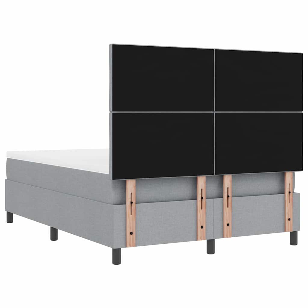 Box spring seng med hovedgærde Lysegrå 140 x 200 cm Stof