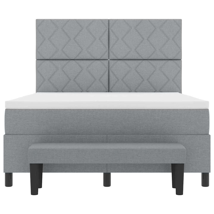 Box spring seng med hovedgærde Lysegrå 140 x 200 cm Stof