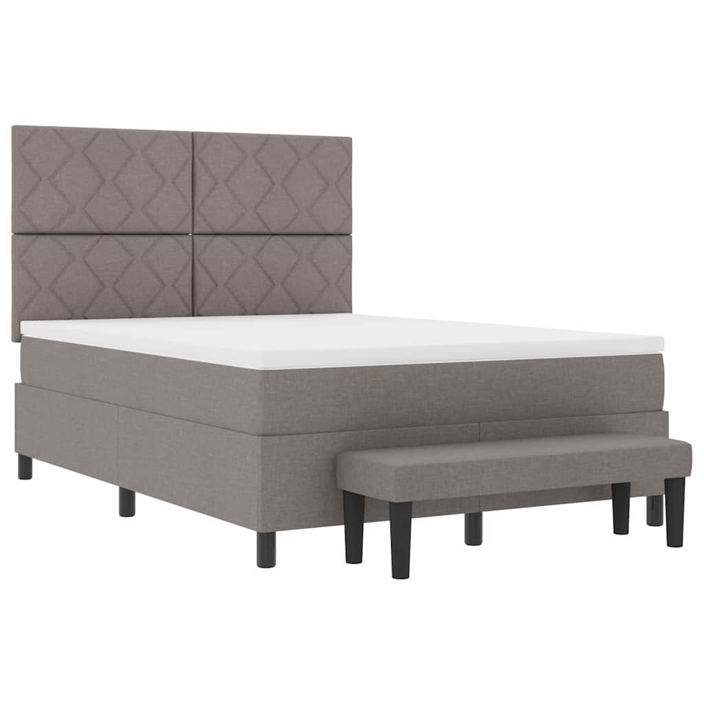 Box spring seng med pude Gråbrun 140 x 200 cm Stof