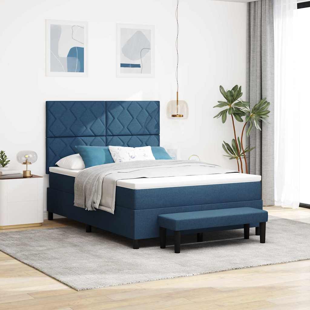 Box spring seng med hovedgærde Blå 140 x 200 cm Stof
