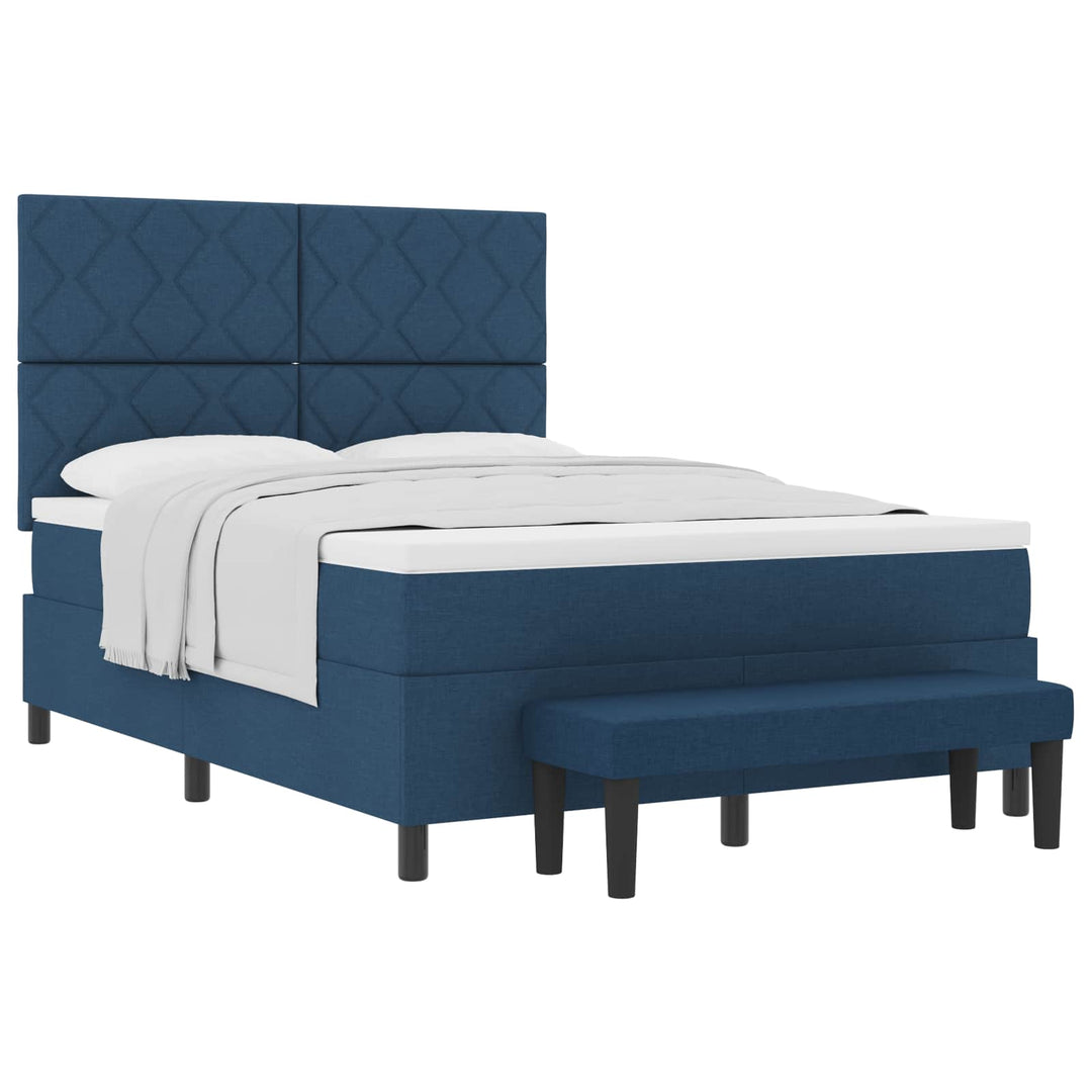 Box spring seng med hovedgærde Blå 140 x 200 cm Stof