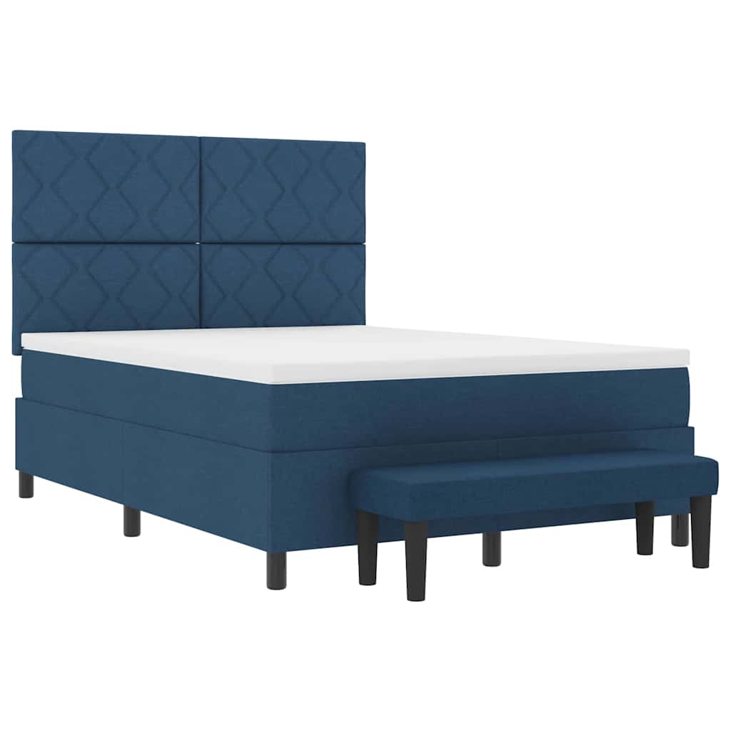 Box spring seng med hovedgærde Blå 140 x 200 cm Stof