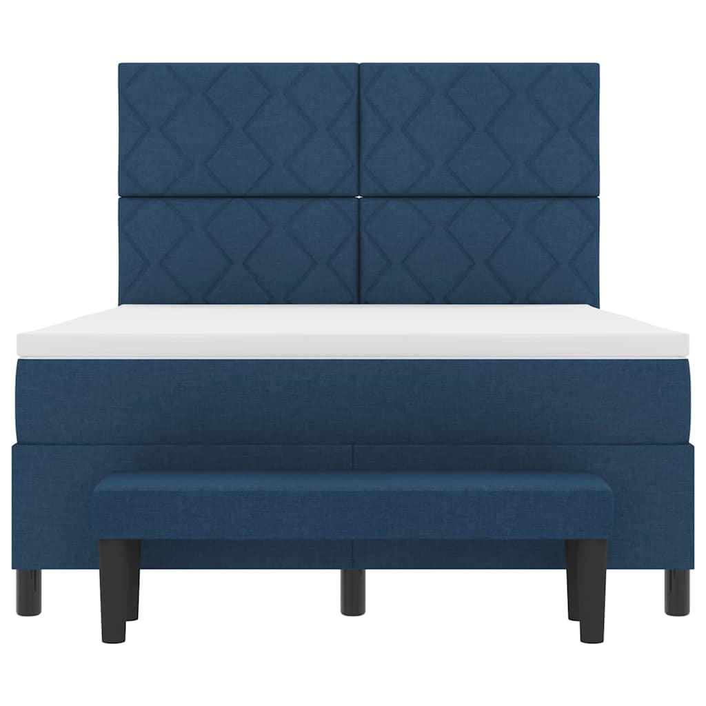 Box spring seng med hovedgærde Blå 140 x 200 cm Stof