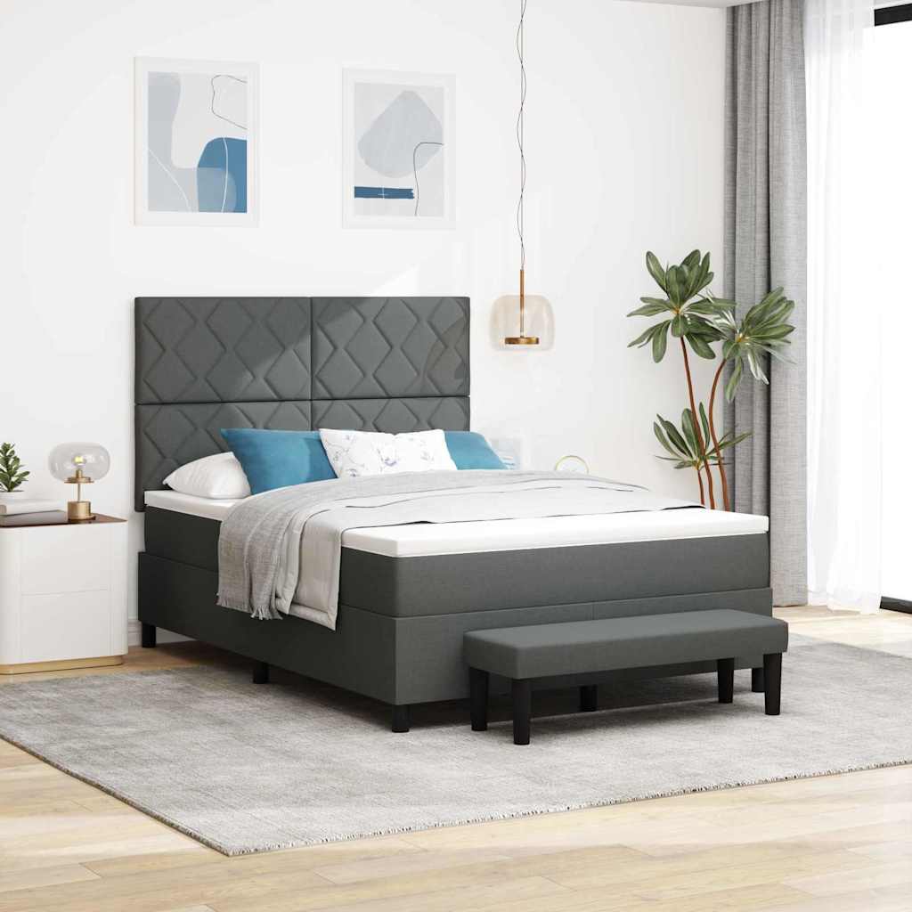 Box spring seng med hovedgærde Mørkegrå 160 x 200 cm Stof