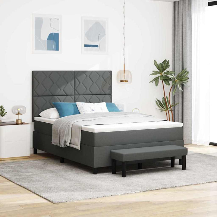 Box spring seng med hovedgærde Mørkegrå 160 x 200 cm Stof