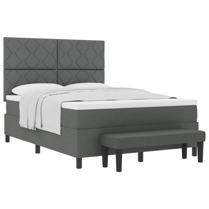 Box spring seng med hovedgærde Mørkegrå 160 x 200 cm Stof