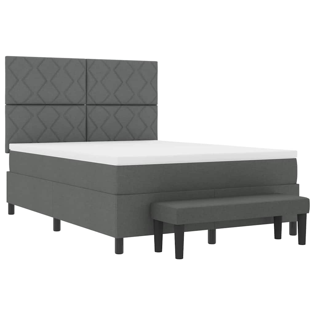 Box spring seng med hovedgærde Mørkegrå 160 x 200 cm Stof