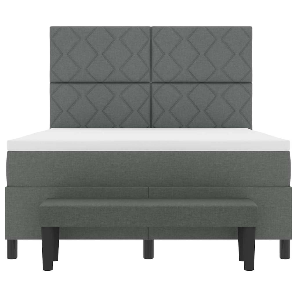 Box spring seng med hovedgærde Mørkegrå 160 x 200 cm Stof