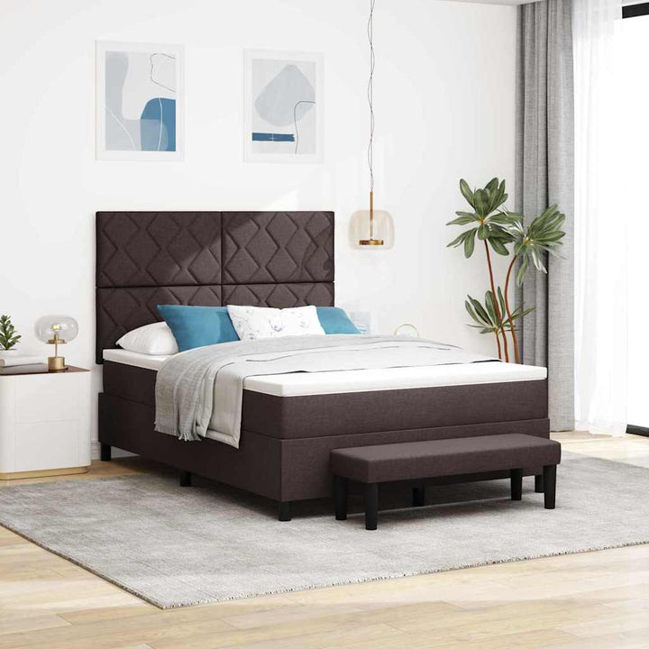 Box spring seng med hovedgærde Mørk Brun 160 x 200 cm Stof