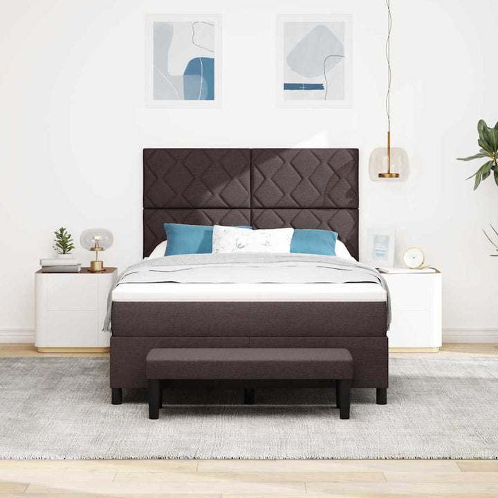 Box spring seng med hovedgærde Mørk Brun 160 x 200 cm Stof