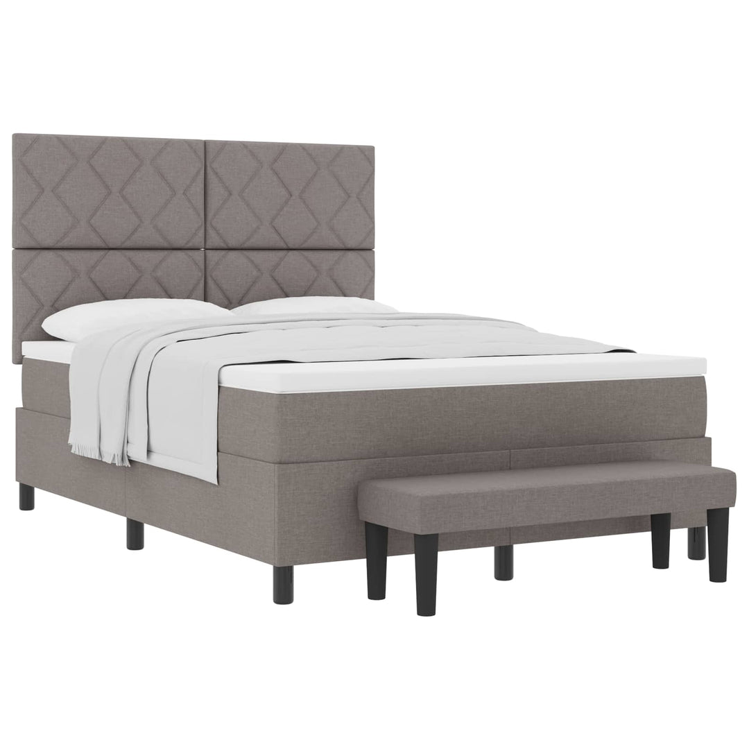 Box spring seng med hovedgærde Gråbrun 160 x 200 cm Stof