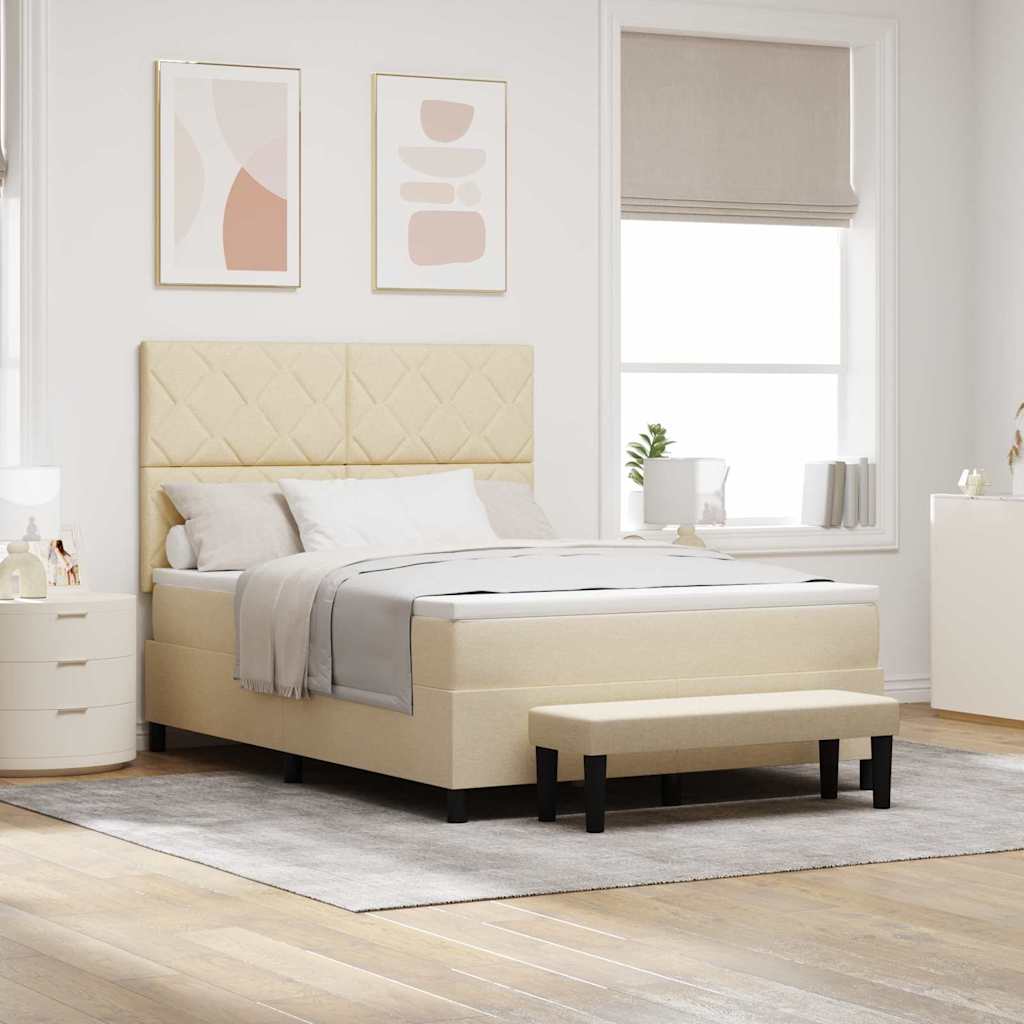 Box spring seng med hovedgærde Creme 160 x 200 cm Stof