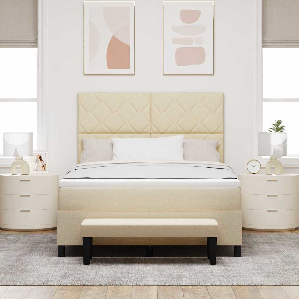 Box spring seng med hovedgærde Creme 160 x 200 cm Stof