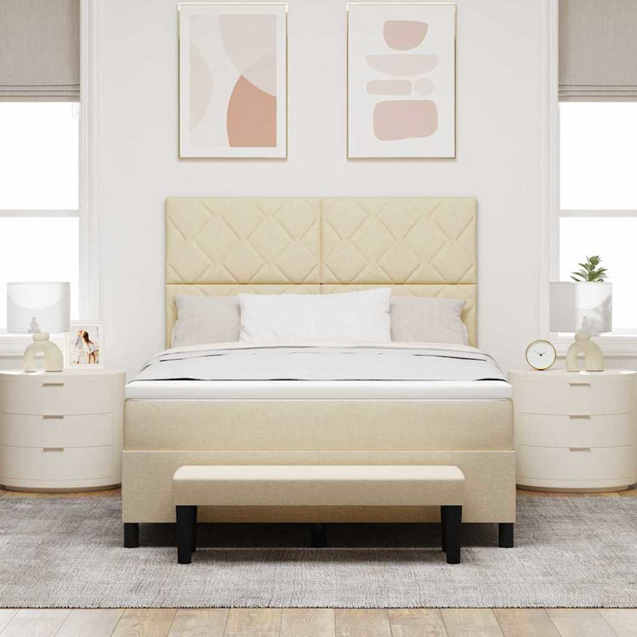 Box spring seng med hovedgærde Creme 160 x 200 cm Stof