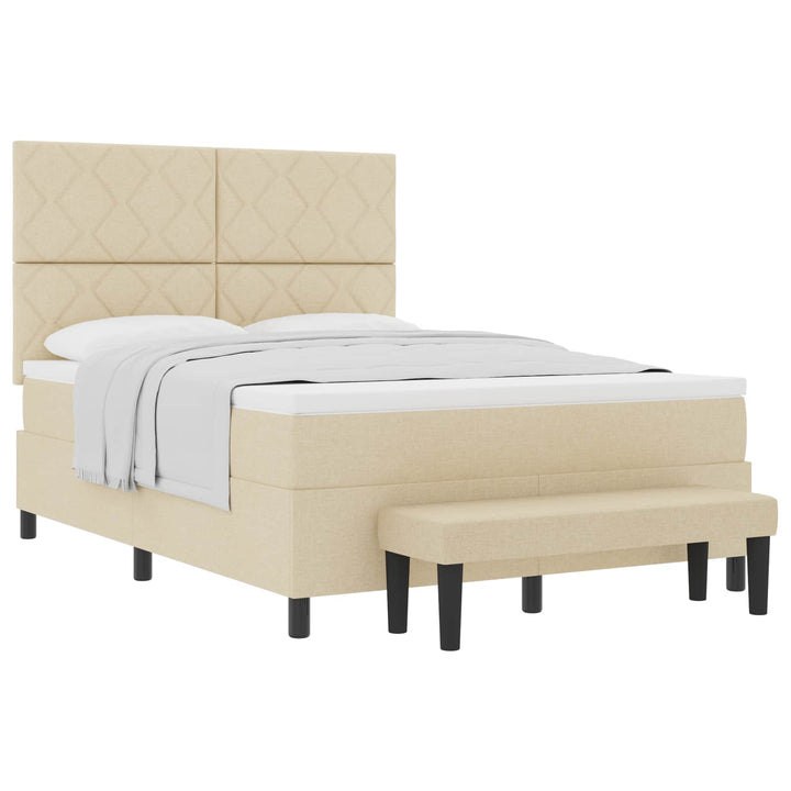 Box spring seng med hovedgærde Creme 160 x 200 cm Stof