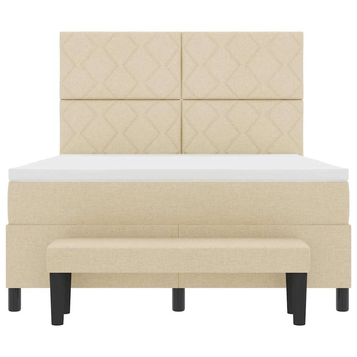 Box spring seng med hovedgærde Creme 160 x 200 cm Stof