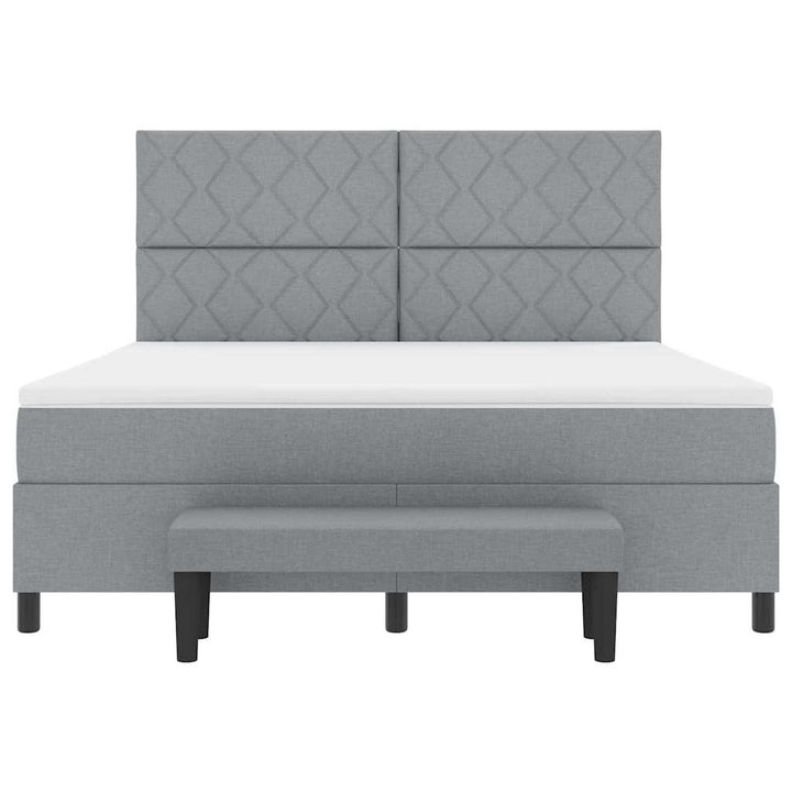 Box spring seng med hovedgærde Lysegrå 180 x 200 cm Stof