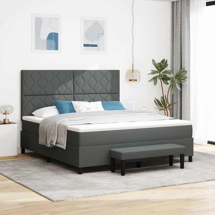 Box spring seng med hovedgærde Mørkegrå 180 x 200 cm Stof