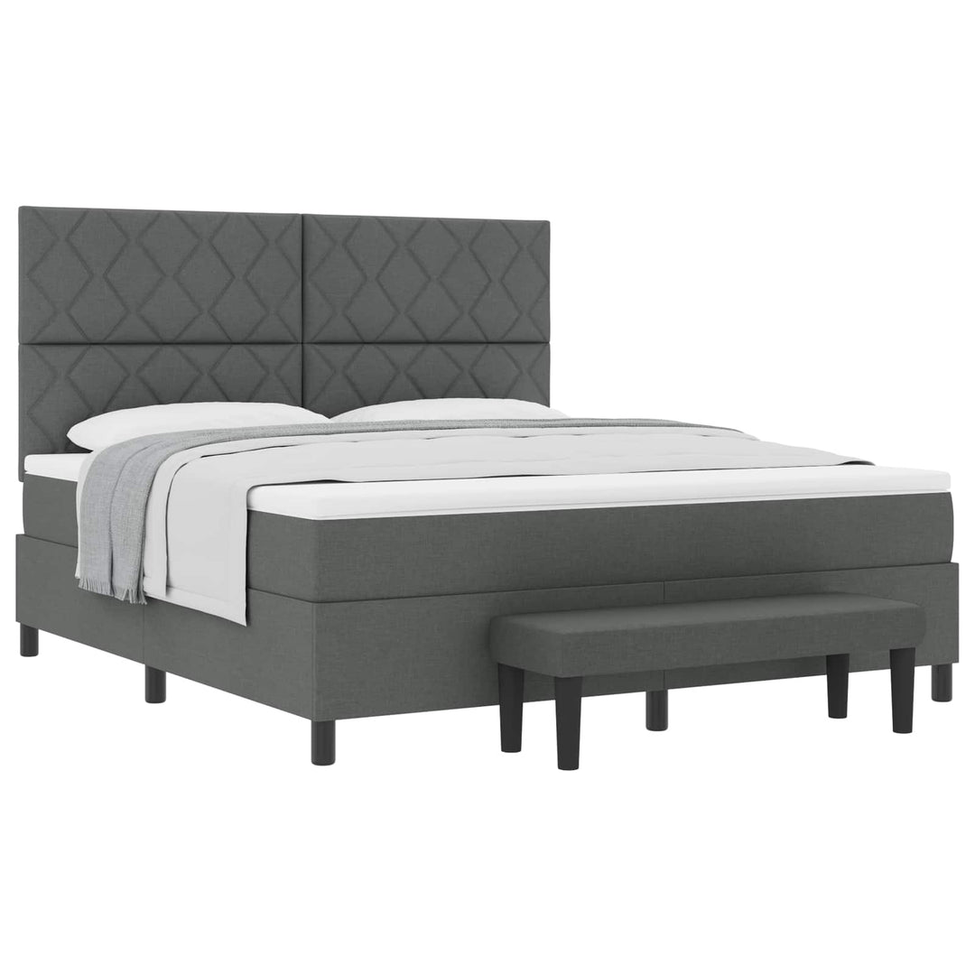 Box spring seng med hovedgærde Mørkegrå 180 x 200 cm Stof