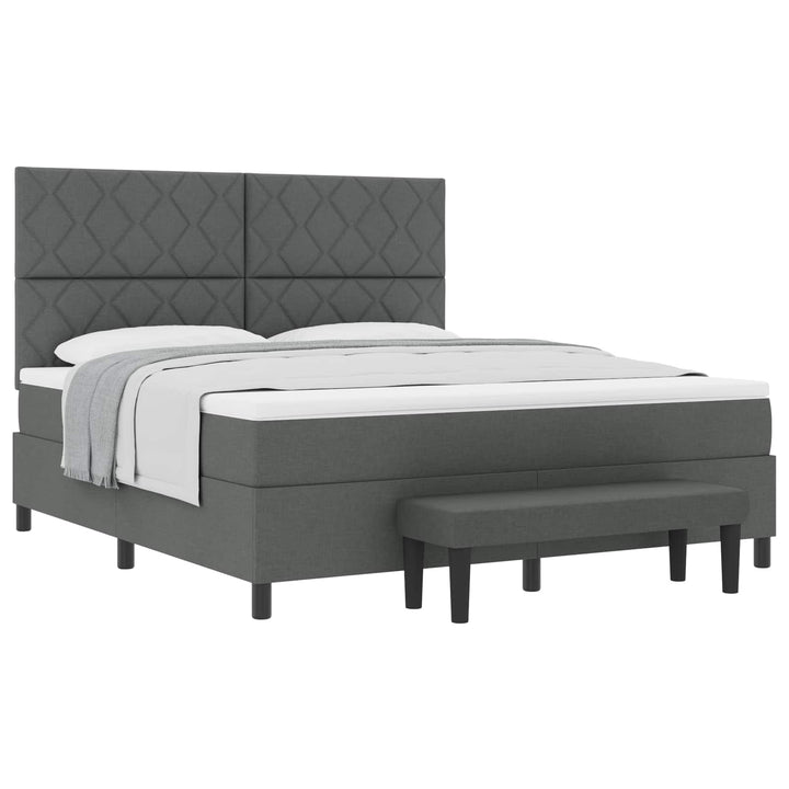 Box spring seng med hovedgærde Mørkegrå 180 x 200 cm Stof