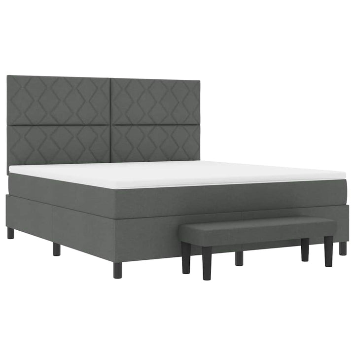 Box spring seng med hovedgærde Mørkegrå 180 x 200 cm Stof