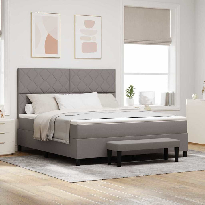 Box spring seng med hovedgærde Gråbrun 180 x 200 cm Stof