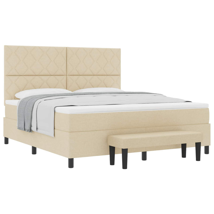 Box spring seng med hovedgærde Creme 180 x 200 cm Stof