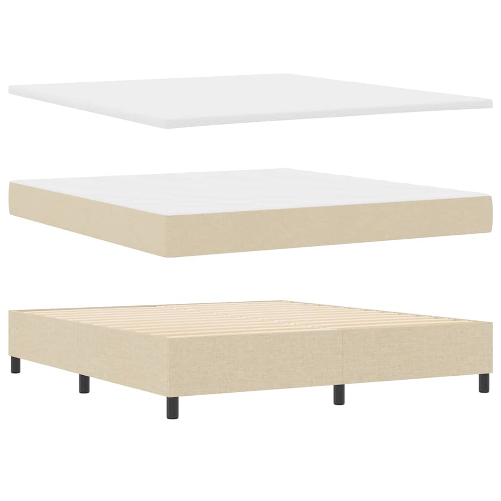 Box spring seng med hovedgærde Creme 180 x 200 cm Stof