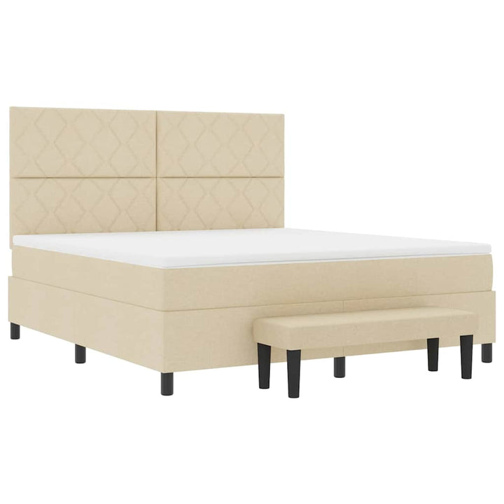 Box spring seng med hovedgærde Creme 180 x 200 cm Stof