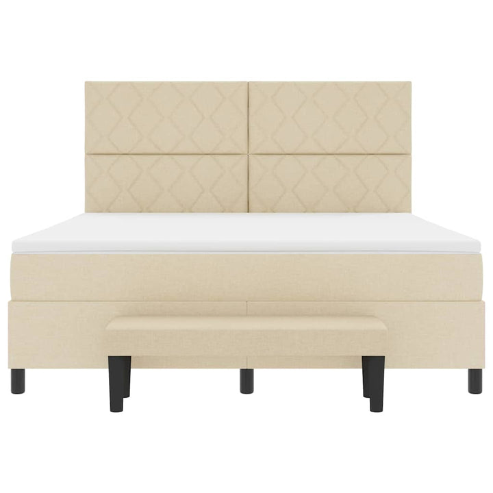 Box spring seng med hovedgærde Creme 180 x 200 cm Stof