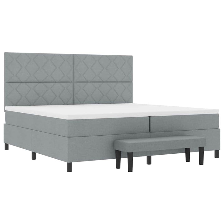 Box spring seng med hovedgærde Lysegrå 200 x 200 cm Stof