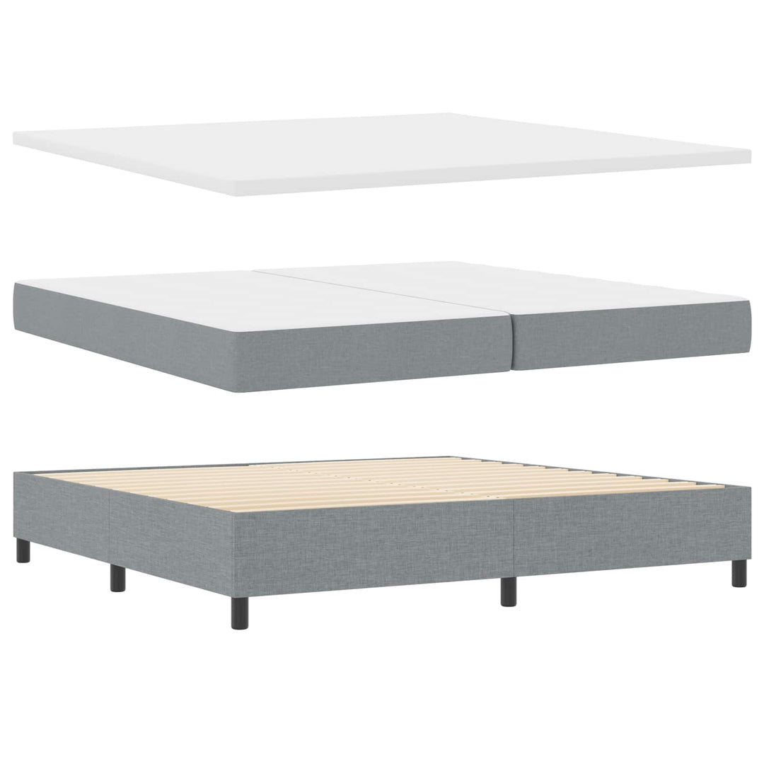 Box spring seng med hovedgærde Lysegrå 200 x 200 cm Stof
