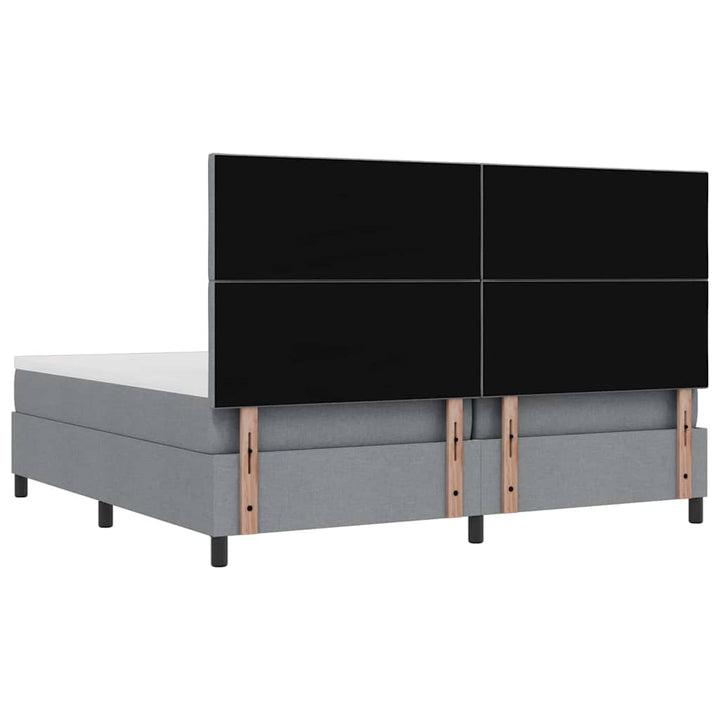 Box spring seng med hovedgærde Lysegrå 200 x 200 cm Stof