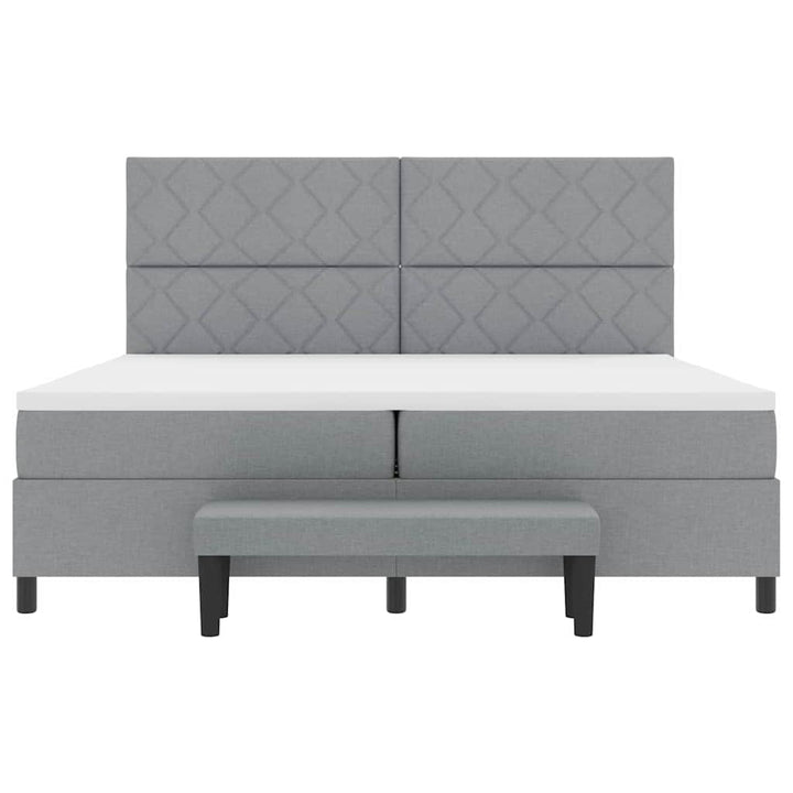 Box spring seng med hovedgærde Lysegrå 200 x 200 cm Stof
