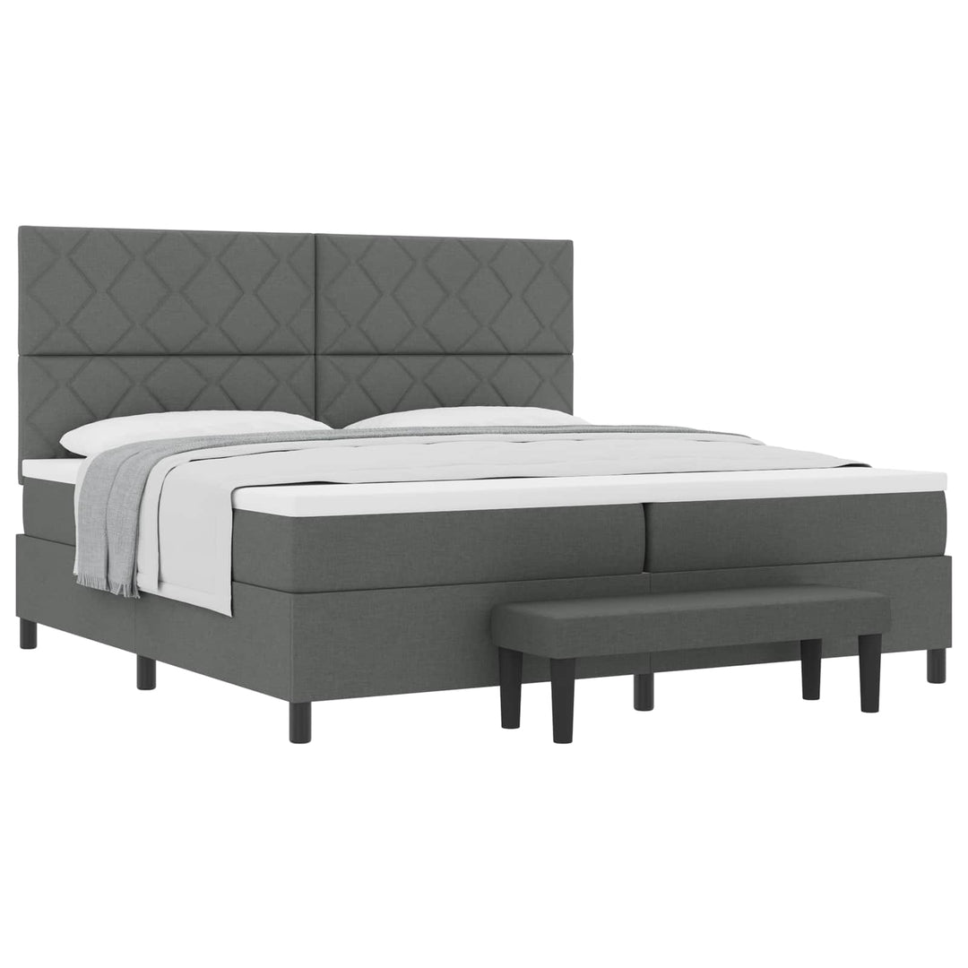 Box spring seng med hovedgærde Mørkegrå 200 x 200 cm Stof