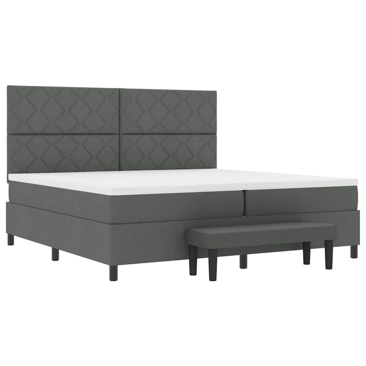 Box spring seng med hovedgærde Mørkegrå 200 x 200 cm Stof