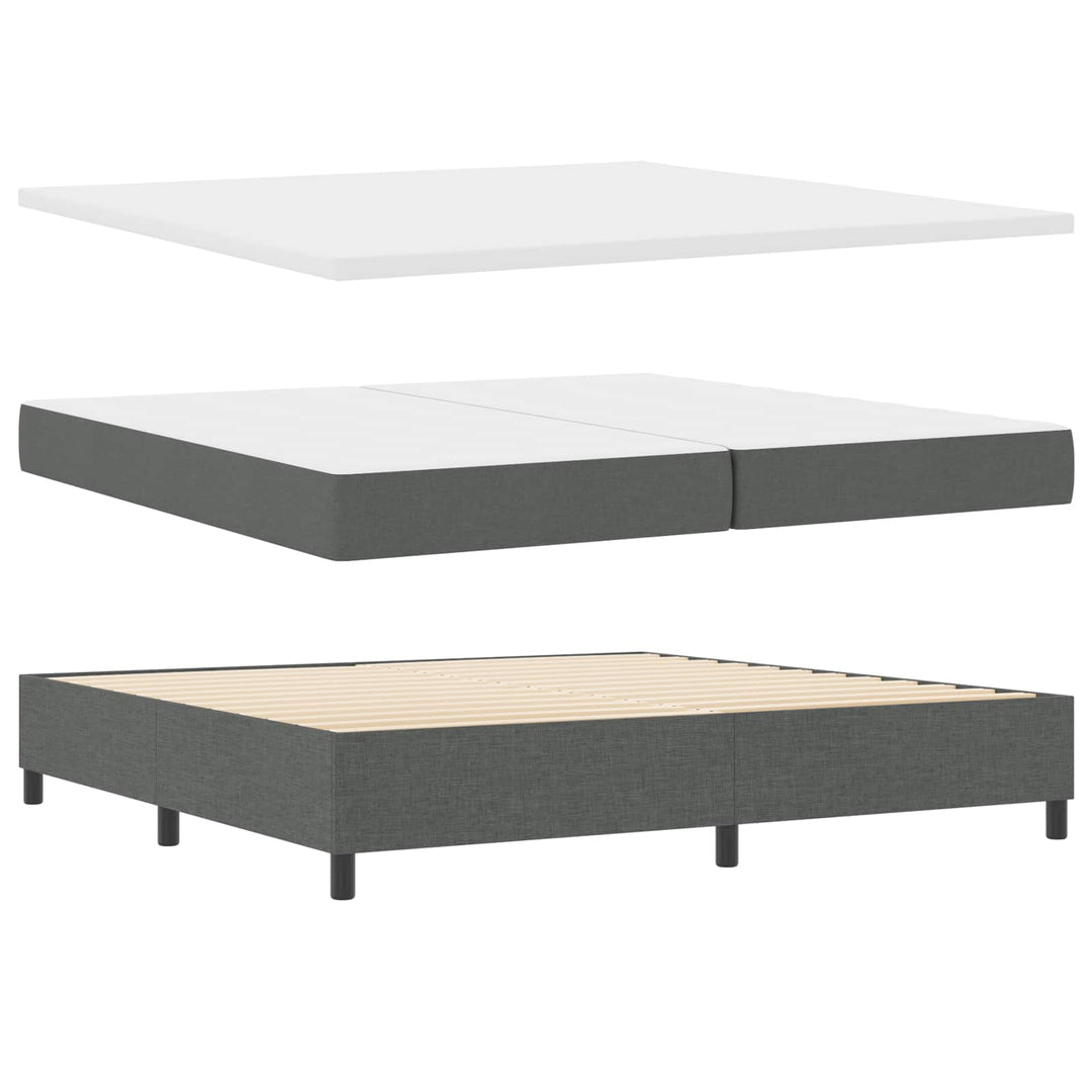 Box spring seng med hovedgærde Mørkegrå 200 x 200 cm Stof