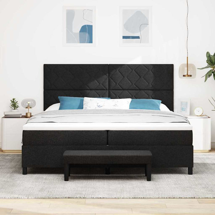 Box spring seng med hovedgærde Sort 200 x 200 cm Stof