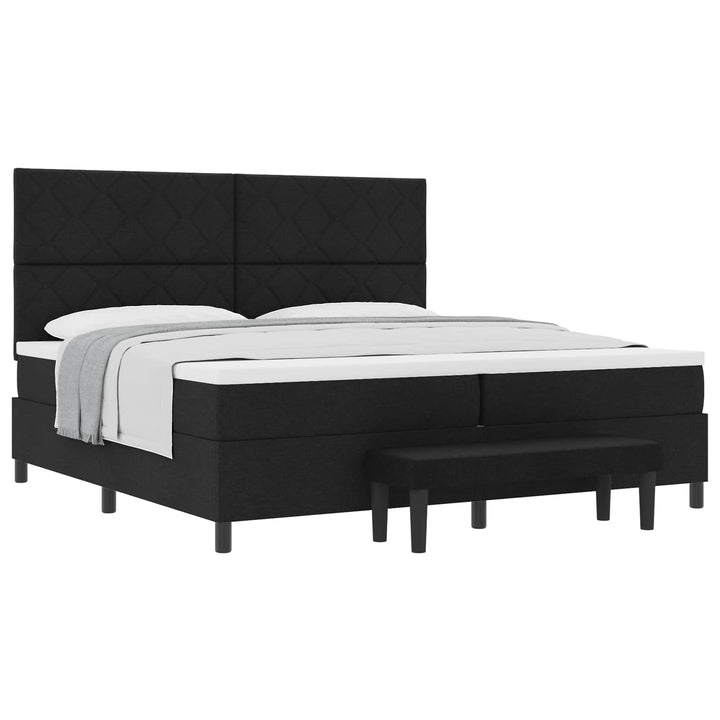Box spring seng med hovedgærde Sort 200 x 200 cm Stof